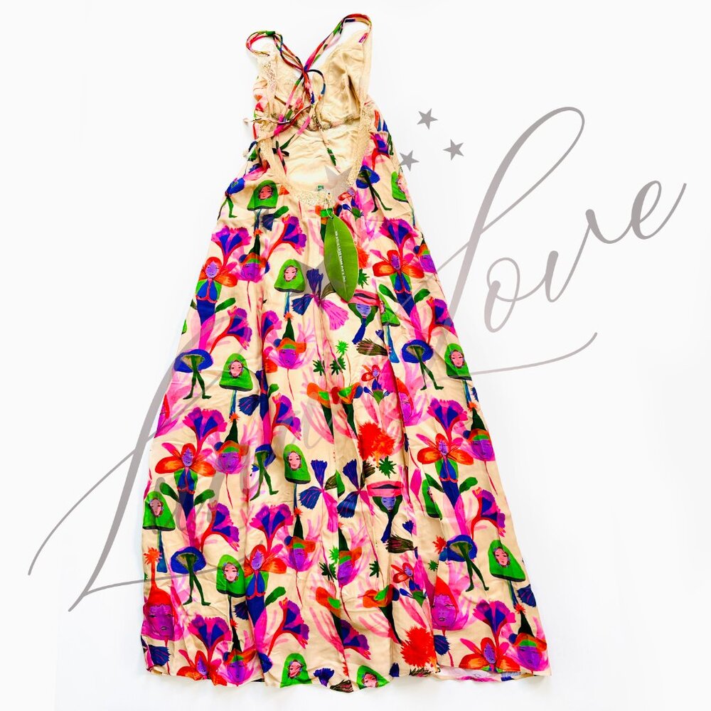 FARM RIO Fairies Sand Slip Midi Dress NWT - Picture 9 of 12